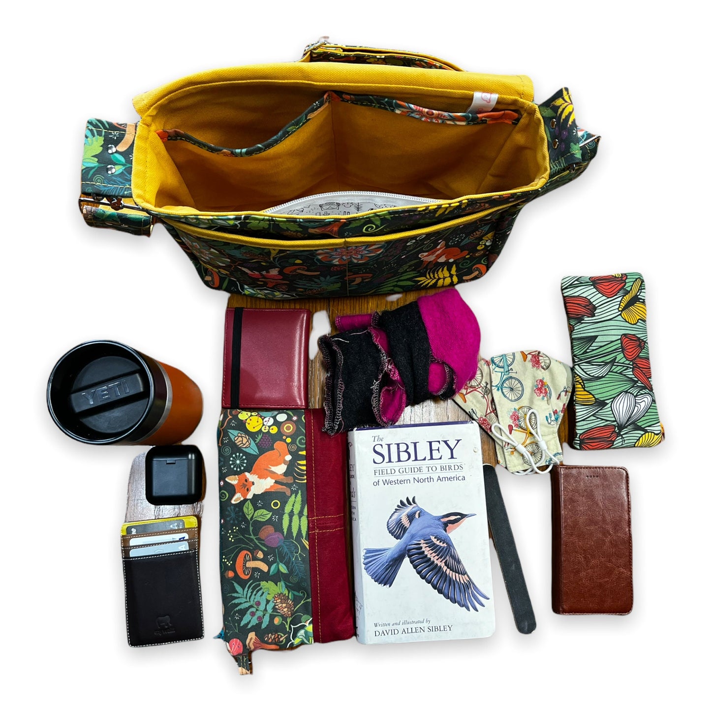 Fox print crossbody bag, fox print purse, cottagecore woodland critter messenger bag.