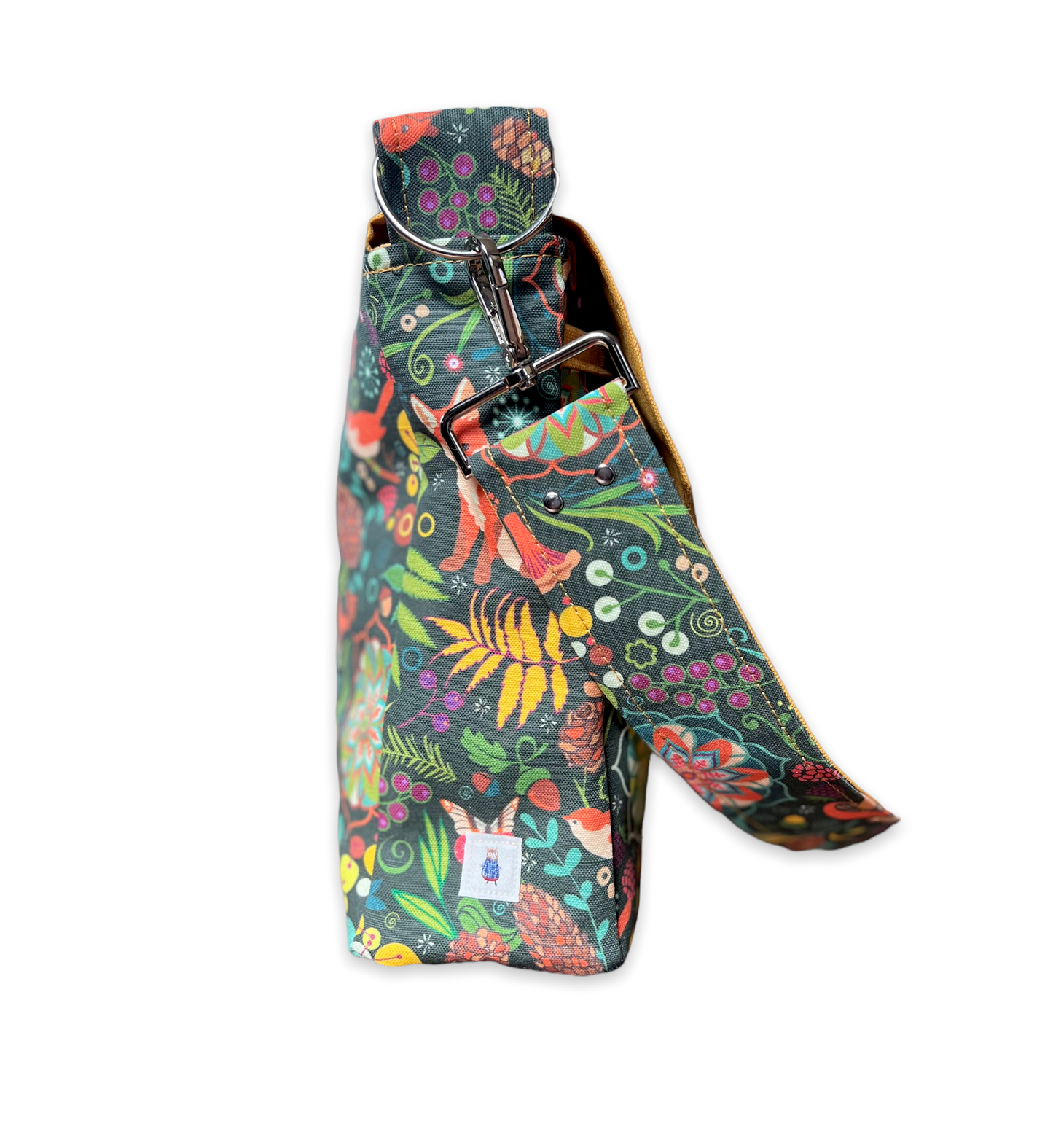 Fox print crossbody bag, fox print purse, cottagecore woodland critter messenger bag.