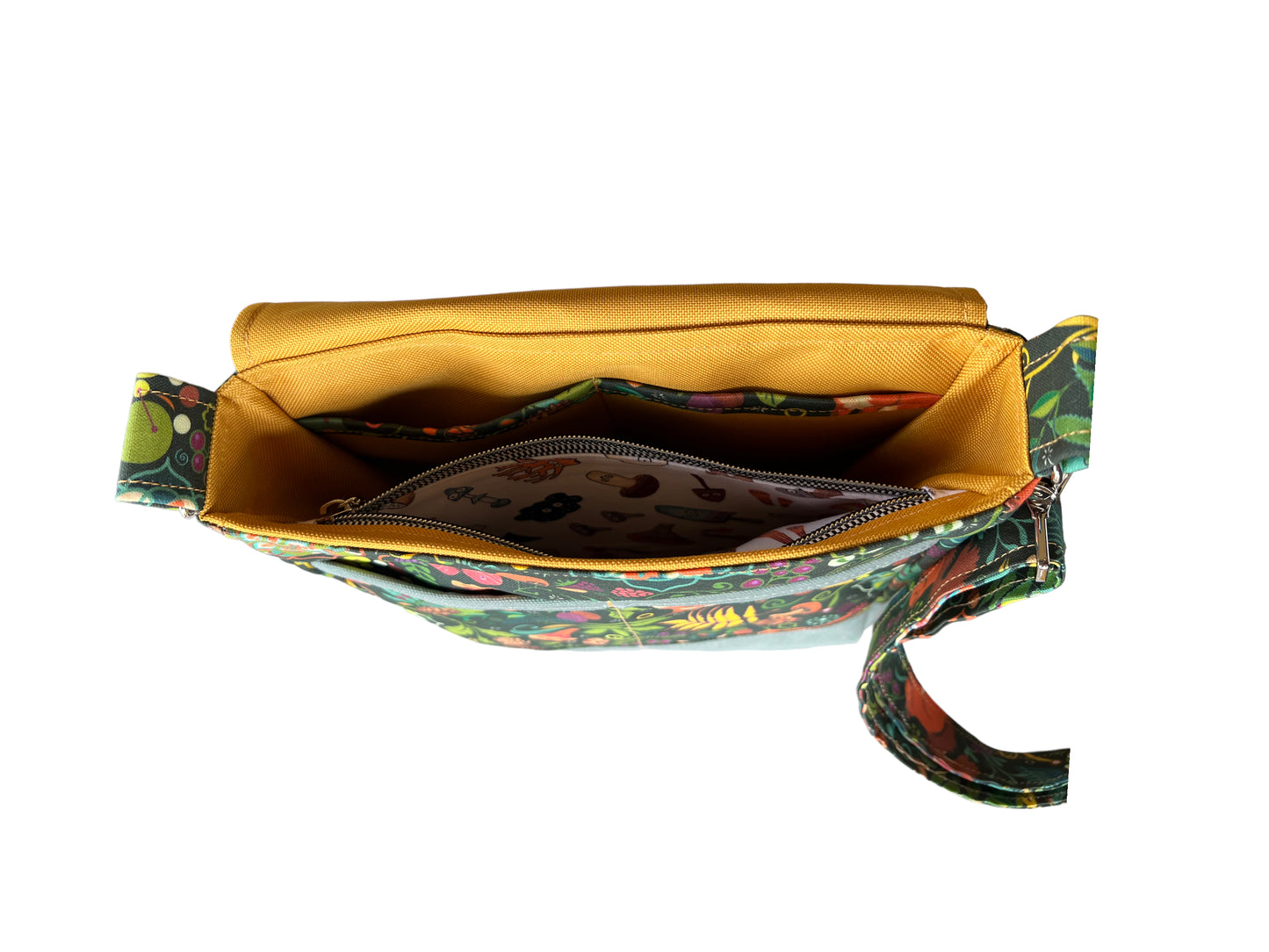 Fox crossbody bag with waxed canvas base and waterproof lining.