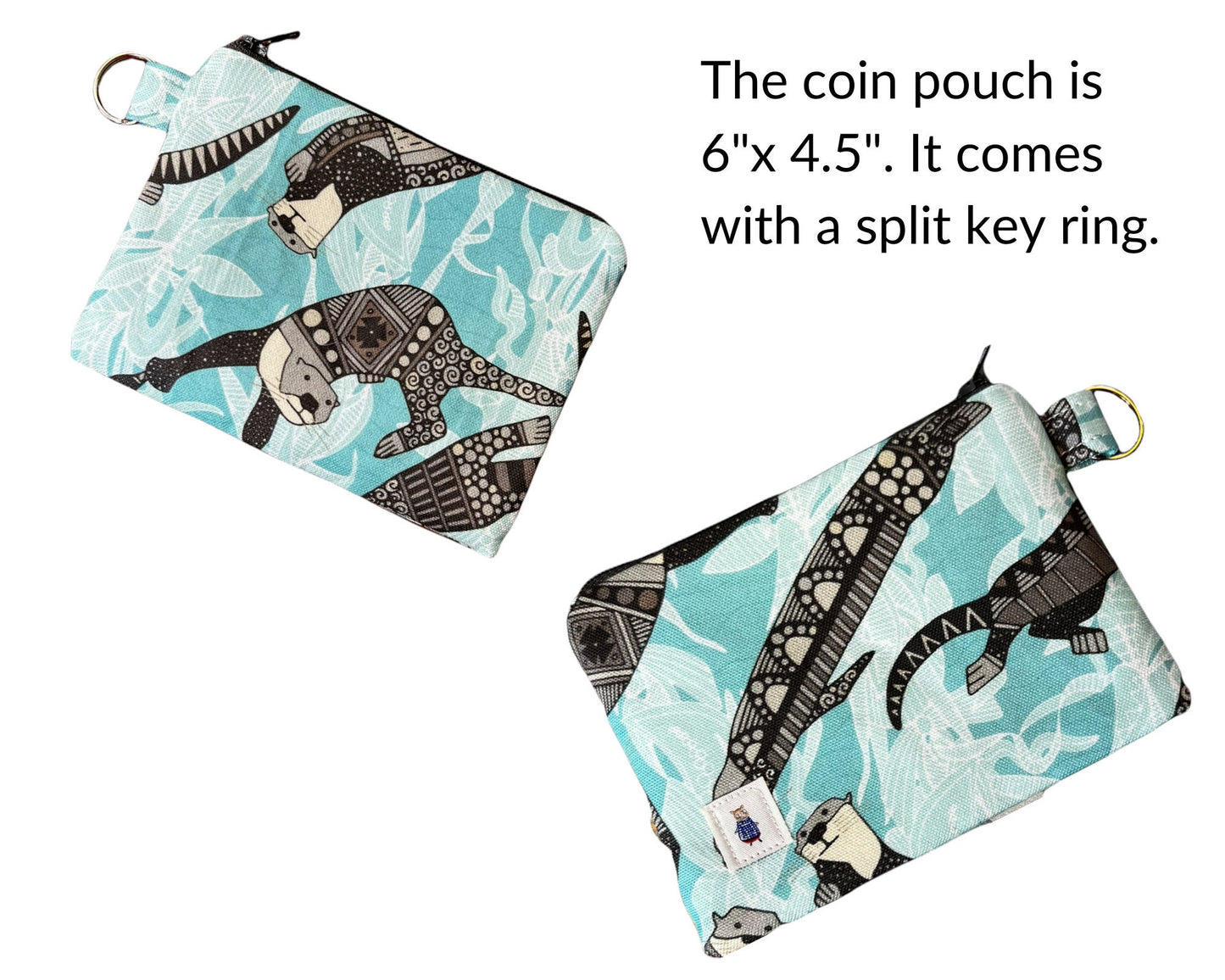 Otter coin purse, Otter money pouch, sea creature zipper pouch, gift for otter fan