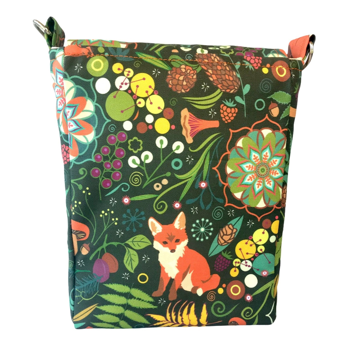 Cute fox print purse, woodland fox crossbody, cottagecore fox bag, 8.5"x6"x3", adjustable strap (28"-51") .