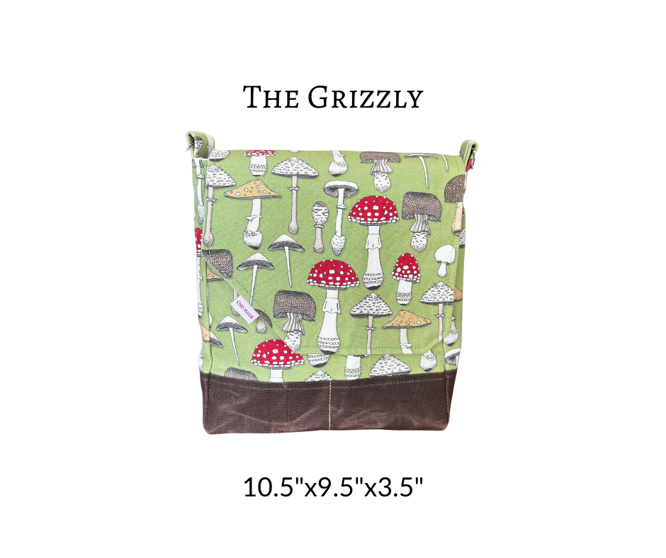 Mushroom crossbody bag with waxed canvas base, goblincore purse, mushroom fan gift, messenger style mushroom bag