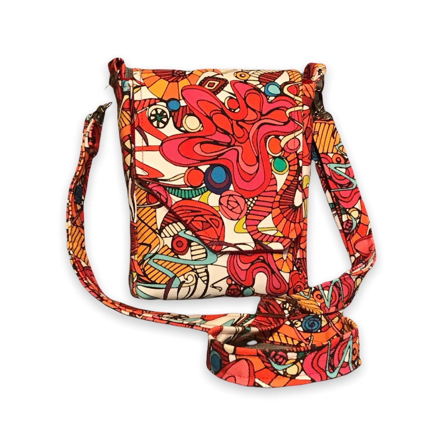 Vibrant red crossbody bag, red mini purse, small day bag, gift for mom.
