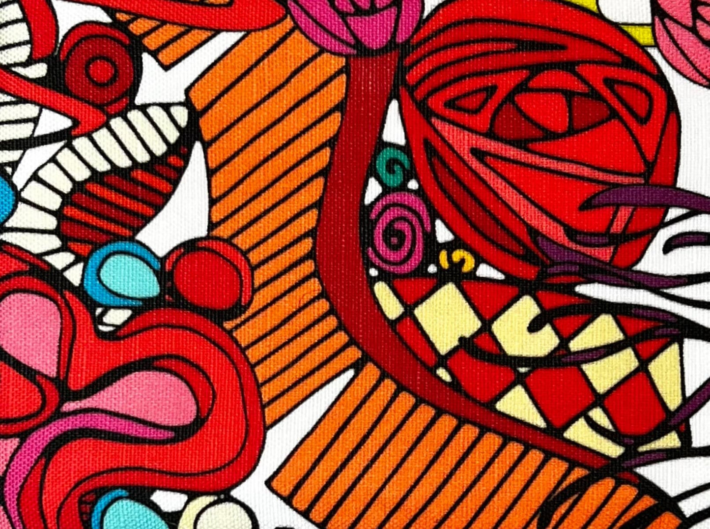 Red coin purse, abstract art money pouch, flashy modern art zipper pouch, gift for art fan