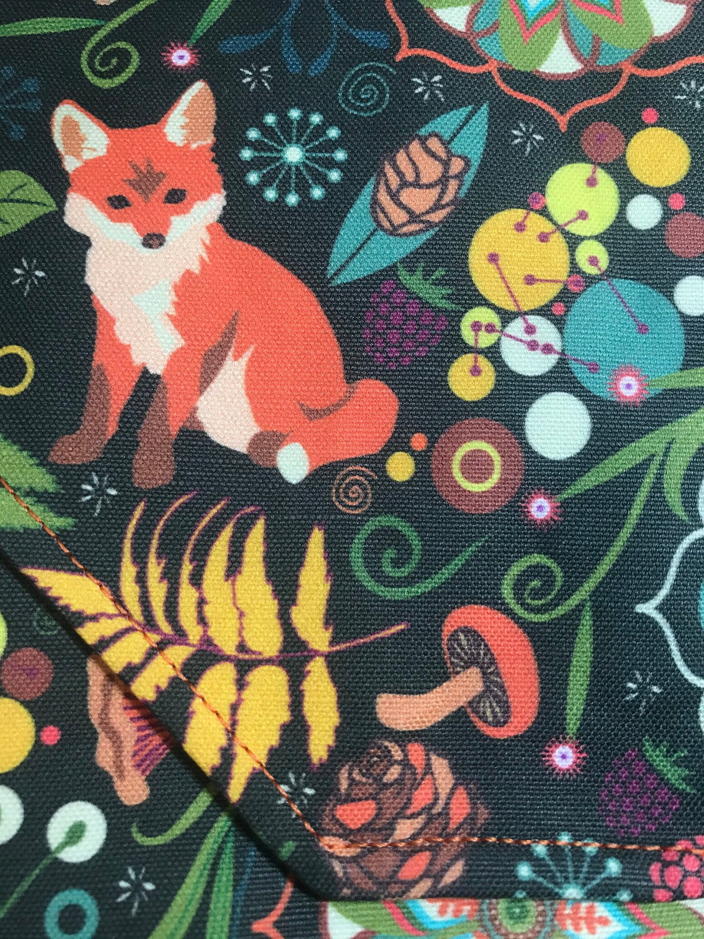 Cute fox print purse, woodland fox crossbody, cottagecore fox bag, 8.5"x6"x3", adjustable strap (28"-51") .
