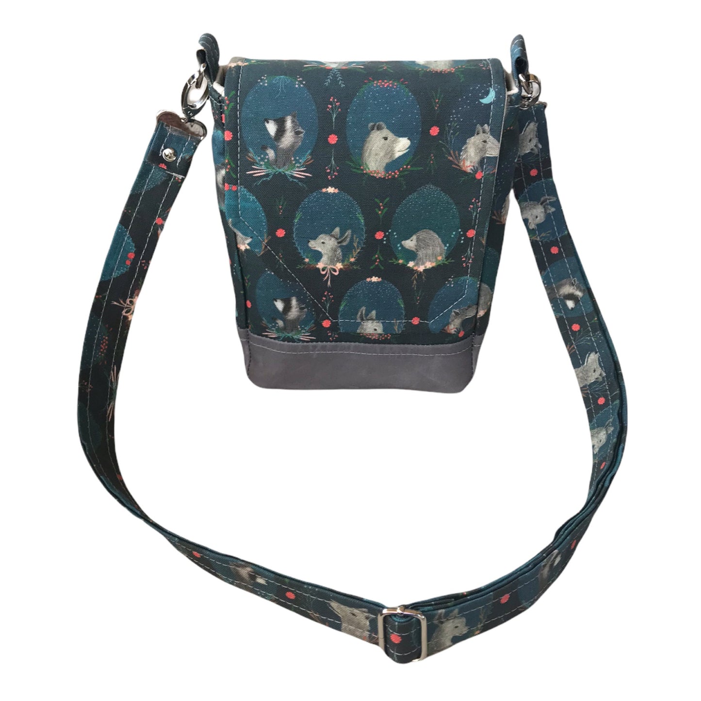 Whimsical animal crossbody purse, cottagecore woodland critter bag, cameo animal print purse, gift for kawaii fan