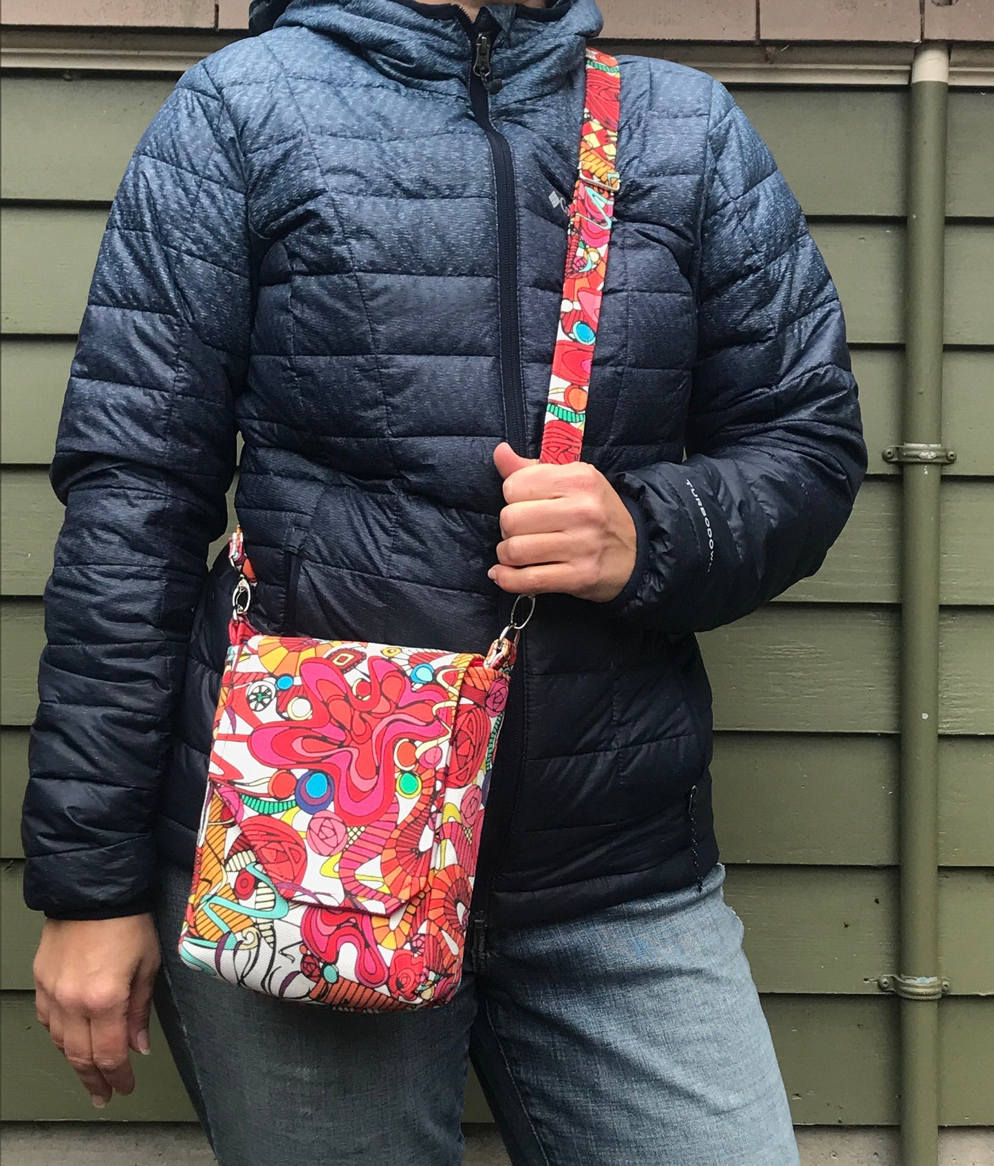 Vibrant red crossbody bag, red mini purse, small day bag, gift for mom.