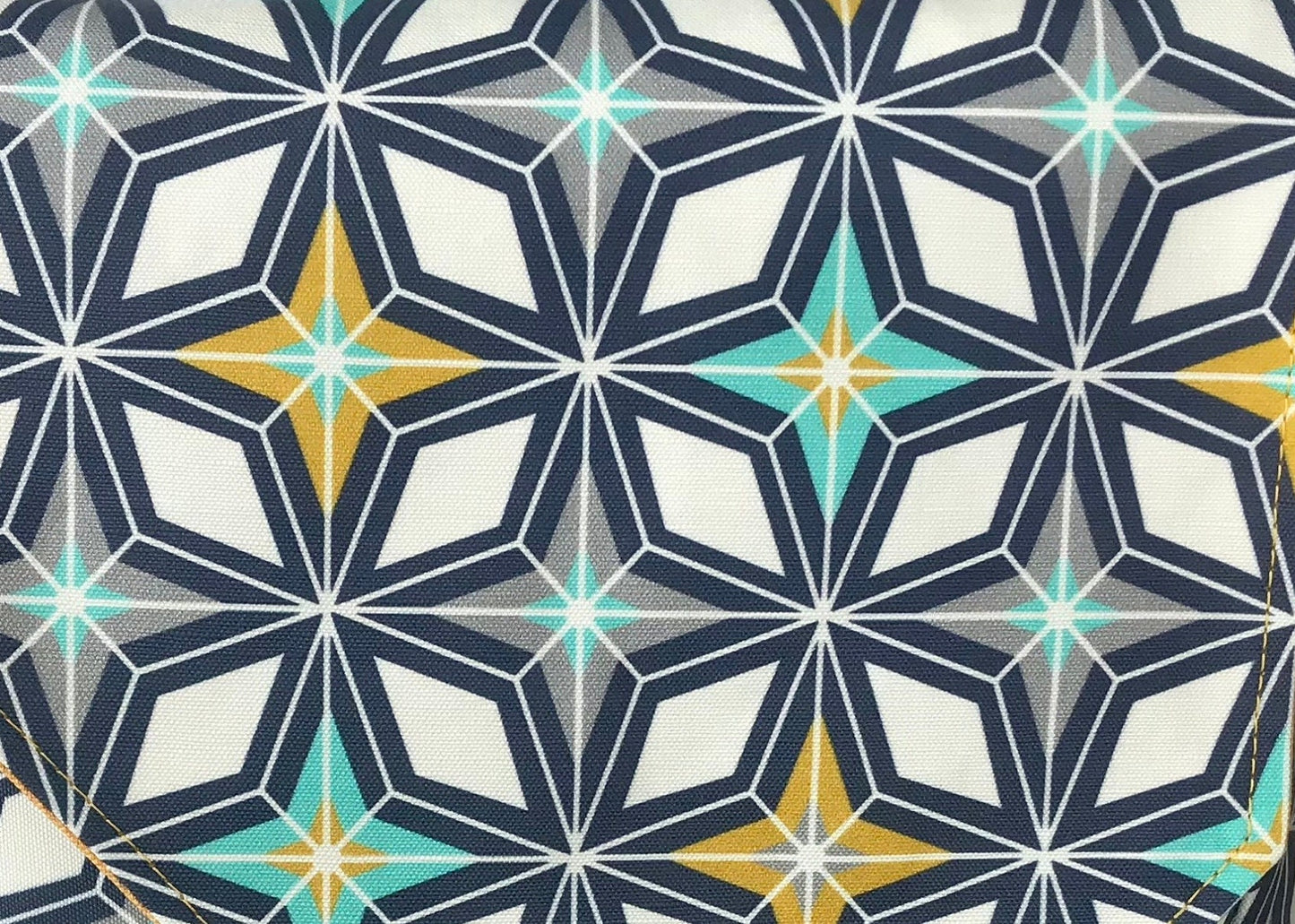 Geometric print crossbody bag, midcentury modern style purse, gift for retro fan, Mod style purse, waxed canvas & linen bag