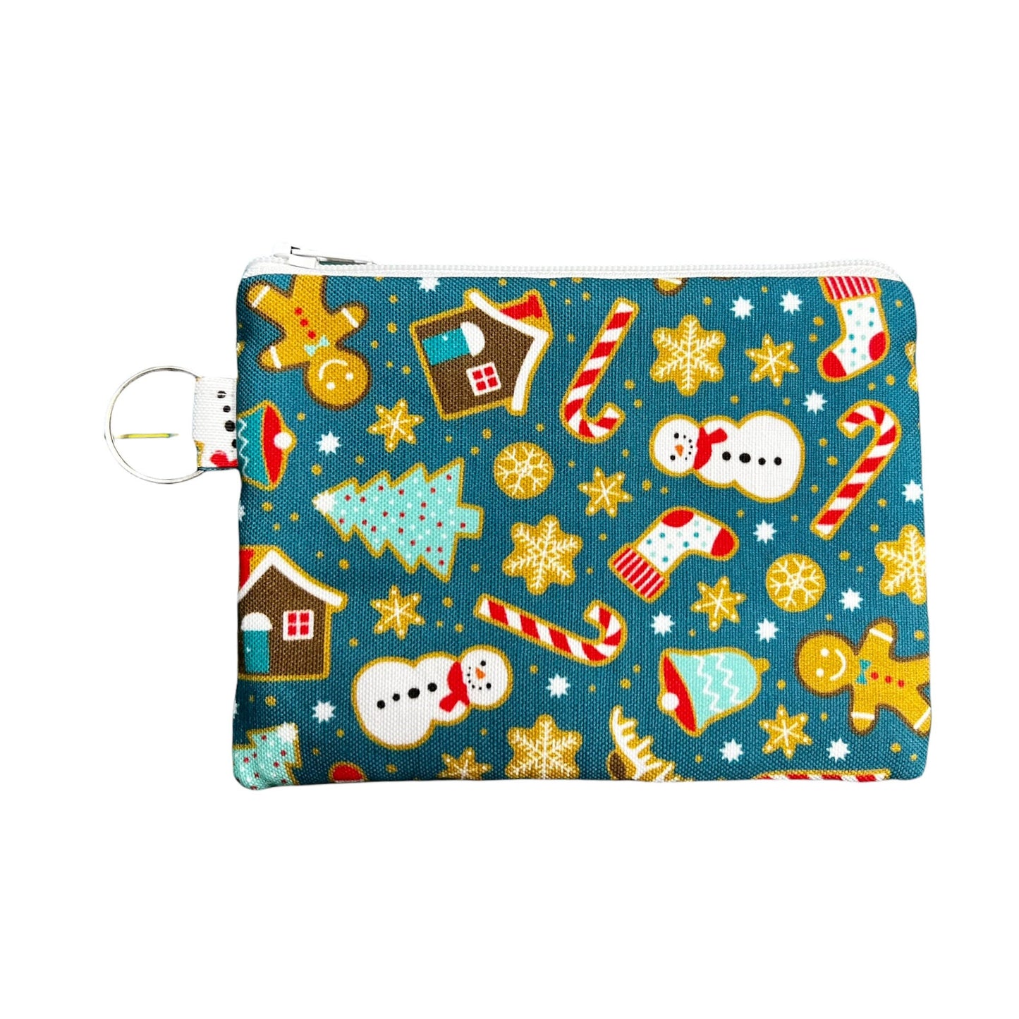 Christmas themed coin purse, Holiday zipper pouch, 6" x 4.5" zipper pouch, gift pouch, eco-friendly gift wrap