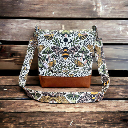 Bee-autifully Functional: Handcrafted Denim and Waxed Canvas Crossbody Bag for Bee Fanatics!