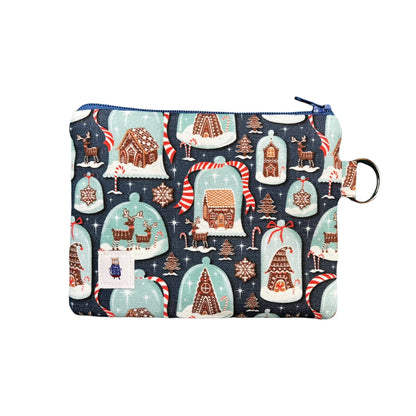 Christmas snow globe coin purse, Holiday zipper pouch, 6" x 4.5" zipper pouch, gift for snow globe fans, eco-friendly gift wrap