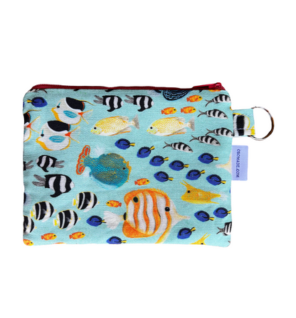 Tropical fish coin purse, fish money pouch, sea creature zipper pouch, gift for scuba diver