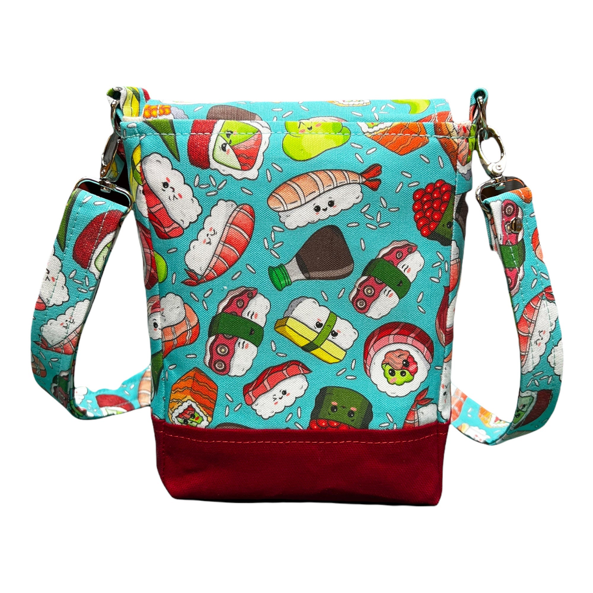 Kawaii sushi crossbody bag Sushi purse cute mini purse Mini sling bag with red waxed canvas