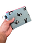 Blue cat print coin purse, cat print pouch, black cat money purse, kawaii canvas zipper bag, 6" x 4.5", gift for cat lover.