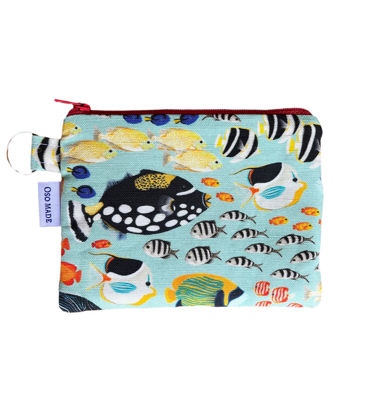 Tropical fish coin purse, fish money pouch, sea creature zipper pouch, gift for scuba diver