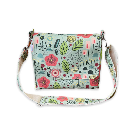 Flower print purse, wildflower crossbody bag, floral atomic style purse, gift for gardener