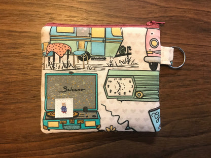 Vintage trailer zippered coin purse, retro trailer pouch.