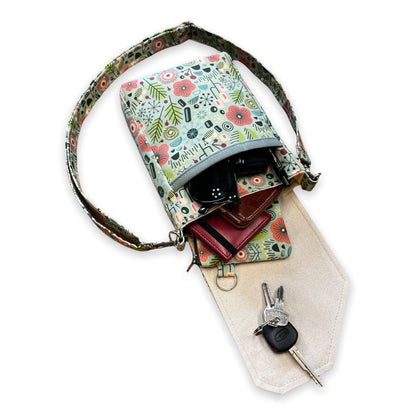 Flower print purse, wildflower crossbody bag, floral atomic style purse, gift for gardener