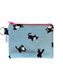 Blue cat print coin purse, cat print pouch, black cat money purse, kawaii canvas zipper bag, 6" x 4.5", gift for cat lover.