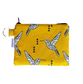 Geometric Hummingbird coin purse, gold linen cotton zipper pouch with bird, bird print change purse, 6"x4.5"