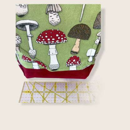 Mushroom purse, cottagecore mushroom crossbody, gift for mushroom fan, Mushroomcore bag, Cotton linen and waxed canvas mini.