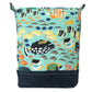 Tropical fish crossbody purse, linen body with waxed canvas base. It has an adjustable strap, two pockets + magnetic closure.