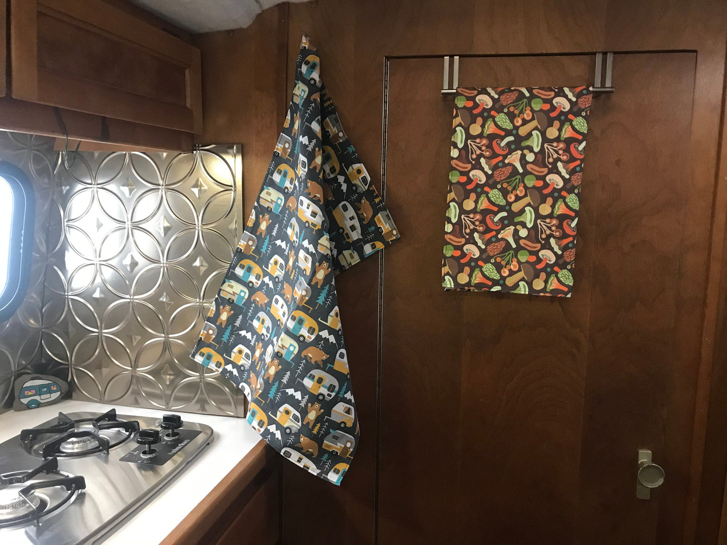 Kawaii mushroom print  tea towel, chanterelle towel, forager's gift, linen and cotton, 26"x17", washable and durable.